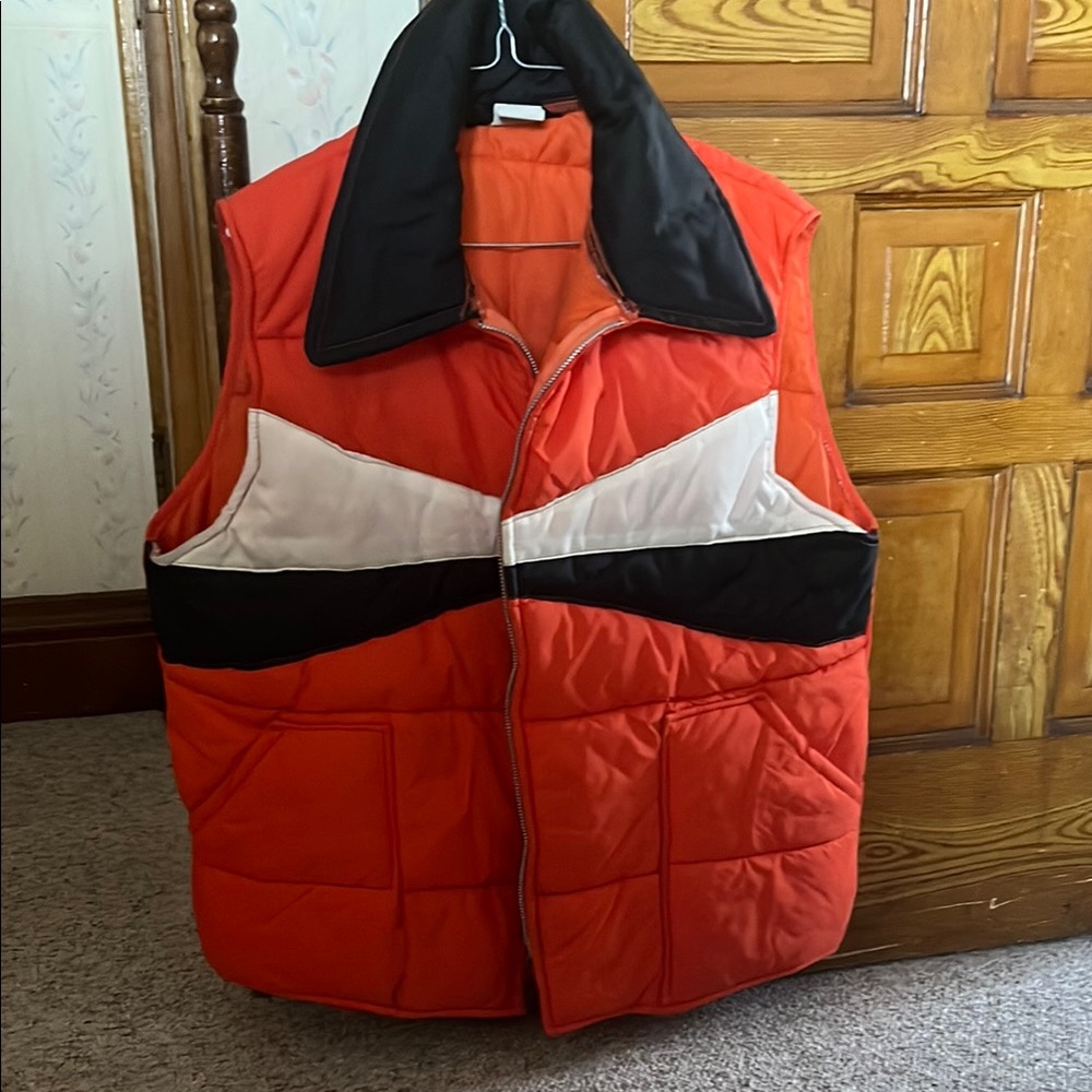 Vintage Orange and Black Puffer Vest